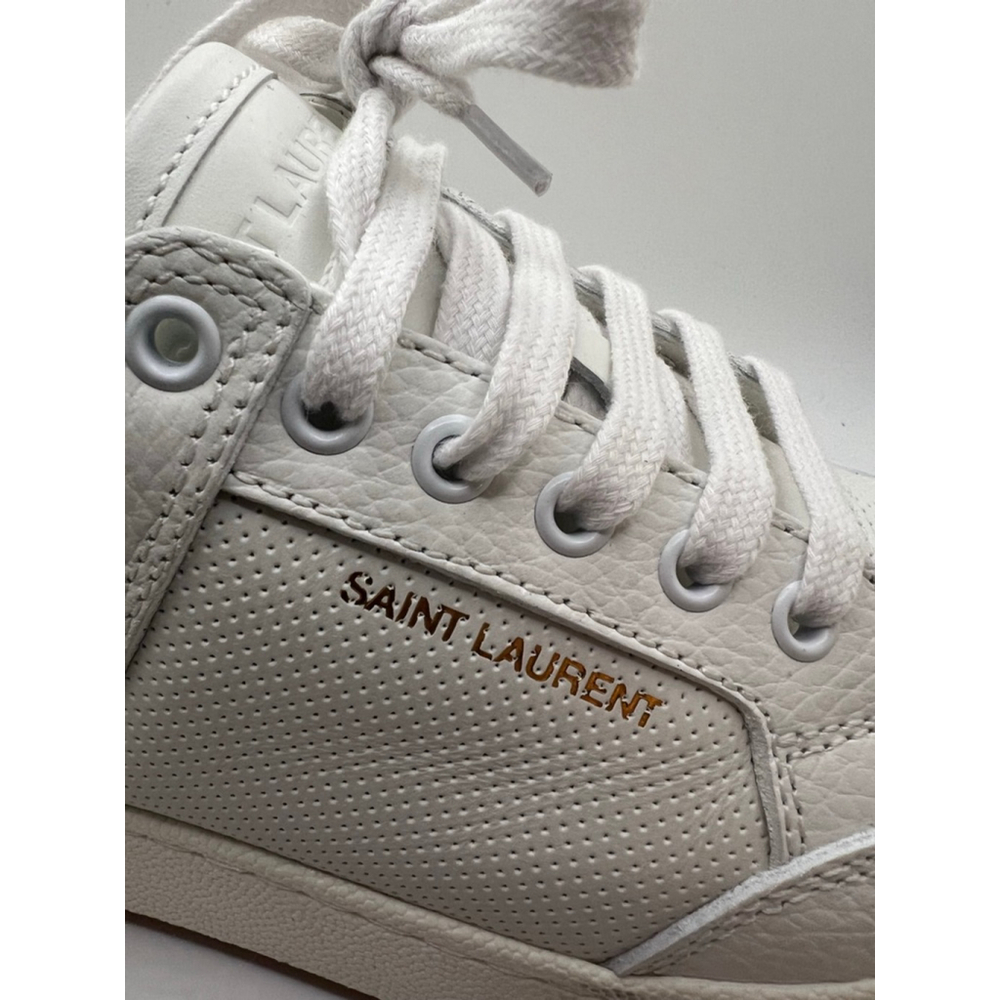 NWB SAINT LAURENT White Gym Leather Sneakers 39/9 - Picture 6 of 9